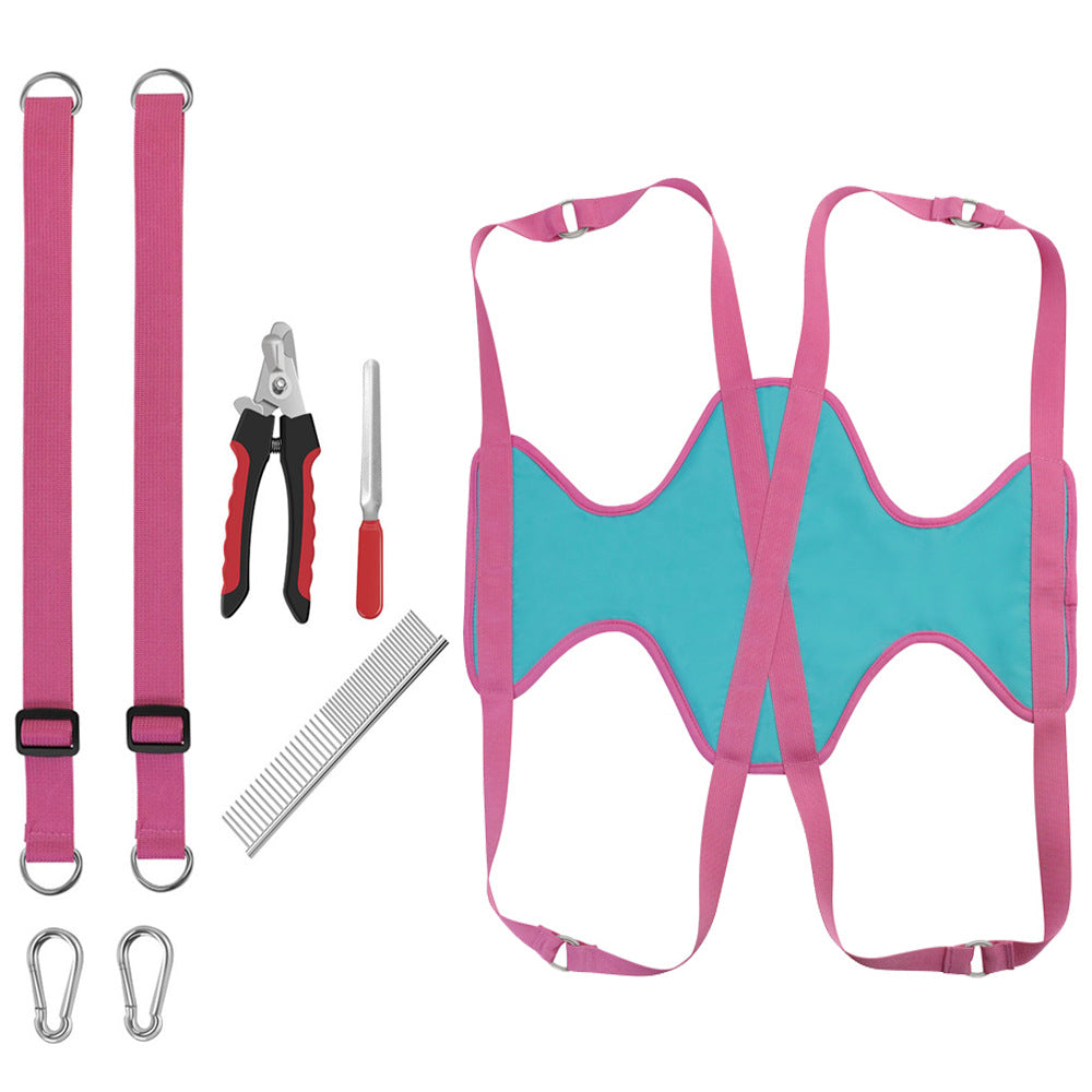 Pet Grooming Hammock Kit for Cats & Dogs with Trimmer